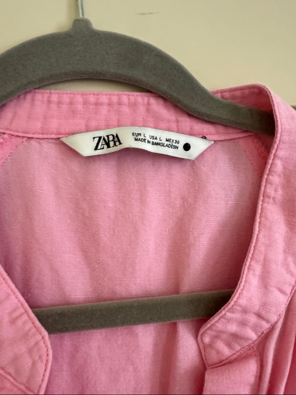Zara Pink Long Sleeve Button-Front Shirt Dress - Picture 4 of 4